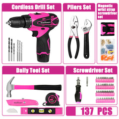 Thinklearn Pink Drill Set with 12V Cordless Drill-TL0007