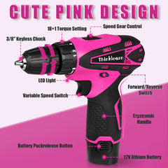 Thinklearn Pink Drill Set with 12V Cordless Drill-TL0007