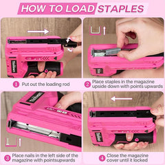 Thinklearn 7PCS 2 in 1 Pink Electric Staple Gun-TL1056