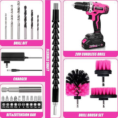 Thinklearn 20V Pink Cordless Drill Set -TL1078