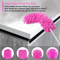 Thinklearn pink Feather Dusters with Extension Pole-TL1015