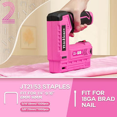 Thinklearn 7PCS 2 in 1 Pink Electric Staple Gun-TL1056
