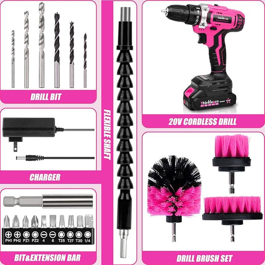 Thinklearn 20V Pink Cordless Drill Set -TL1078