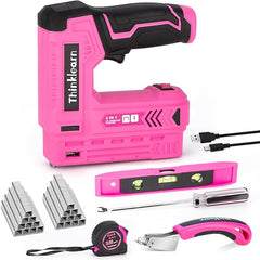 Thinklearn 7PCS 2 in 1 Pink Electric Staple Gun-TL1056