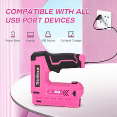 Thinklearn 7PCS 2 in 1 Pink Electric Staple Gun-TL1056