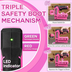 Thinklearn 7PCS 2 in 1 Pink Electric Staple Gun-TL1056