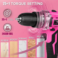 Thinklearn 20V Pink Cordless Drill Set -TL1078