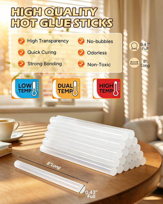 Thinklearn 20 PCS Full Size Hot Glue Sticks for Hot Glue Gun-TL1150